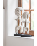 Statuette Personnage Primitif Bois Albasia Blanc Small