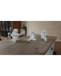 Set de 3 Grenouilles Musique Assise Resine Blanc Small (11593)