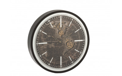 Horloge 48x48 cm Mappemonde Antique en MDF Or/Noir Small