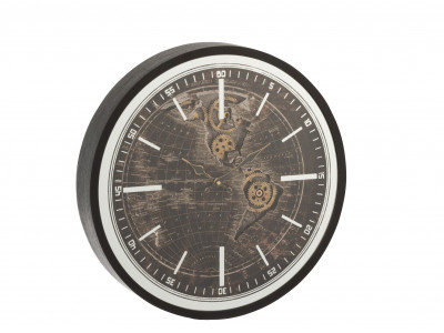 Horloge Mappemonde Antique en MDF Or/Noir Small