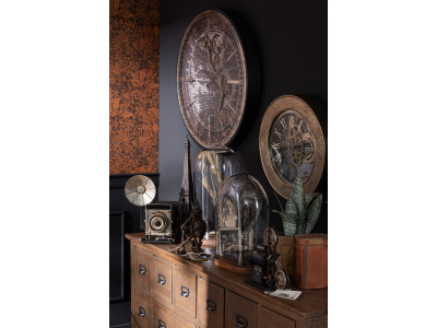 Horloge 80x80cm Mappemonde Antique en MDF Or/Noir Large