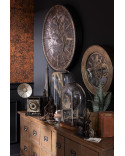 Horloge 80x80cm Mappemonde Antique en MDF Or/Noir Large