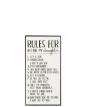 Pancarte Rules For Dating My Daughter Bois/Ceramique Blanc/Noir