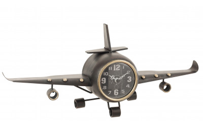Horloge Avion Metal Antique Gris/Or JOLIPA