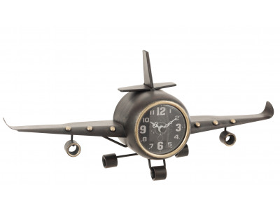 Horloge Avion Metal Antique Gris/Or JOLIPA