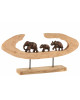 Elephants En Rang Sur Pied Bois De Manguier/Alu Bronze