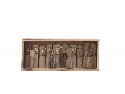 Decoration Murale Famille De Masques Dans Compartiments Bois Recycle Naturel Small