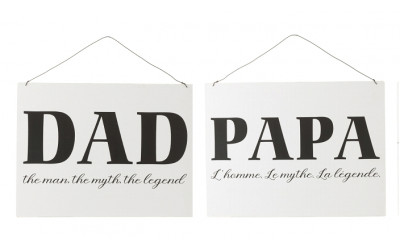 Pancarte Papa L'Homme Le Mythe La Legende Reversible Anglais / FR