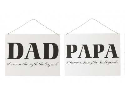 Pancarte Papa L'Homme Le Mythe La Legende Reversible Anglais / FR