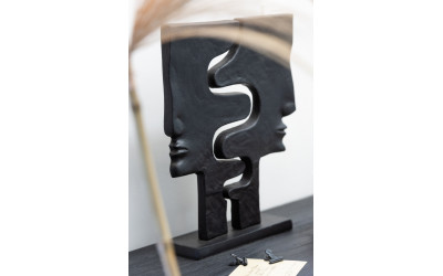 Figurine Visages Imbriqués Aluminium Noir