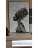Peinture Femme Africaine Bois/Canevas Marron/Gris