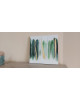 Peinture Abstraite Lignes 60x60 cm Canevas/Bois Vert Blanc