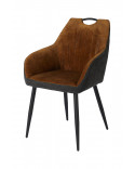 Chaise Bicolore Cognac & Gris 2302